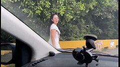 I stop a stranger on a public road, I'_m looking for someone to fuck me on the road, and I get in his car, let the stranger masturbate me and then he takes me to the forest to fuck me. I'_m a slut horny Thumb