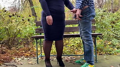 My perverted mother-in-law gets my cum in the park on a bench Thumb