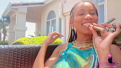 Smoker Beauty Jenna Foxx Rubs Her Horny Trimmed Pussy Outdoors! Thumb