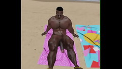huge big dicked black bull at beach Thumb