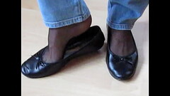 black leather sabrinas, nylons and jeans - shoeplay by Isabelle-Sandrine Part 1 Thumb