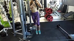 Almost caught in gym during squirting Thumb